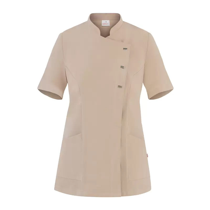 Casacca Greta Beige Casacca Donna Manica Corta Medicale Estetica Acconciature Infermiera