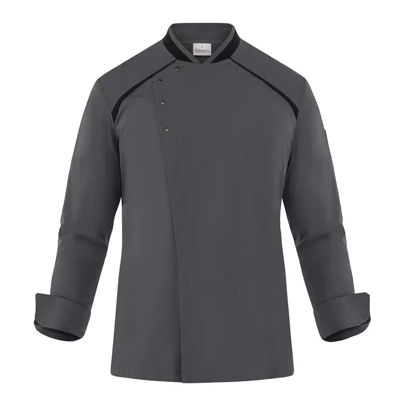 Giacca Lauro Grigio Giacca Cuoco Microfibra No Stiro Traspirante