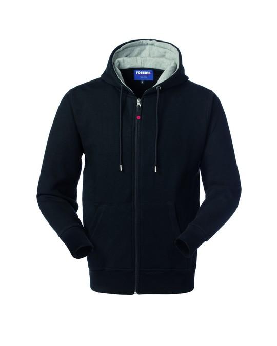 Felpa Cardiff Nero Felpa con Cappuccio in Contrasto Zip Lunga