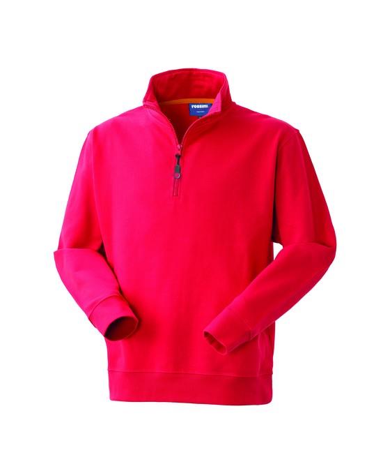 Felpa Grabby Rosso Felpa Mezza Zip Puro Cotone Felpa da Lavoro Industria Officina Tempo Libero