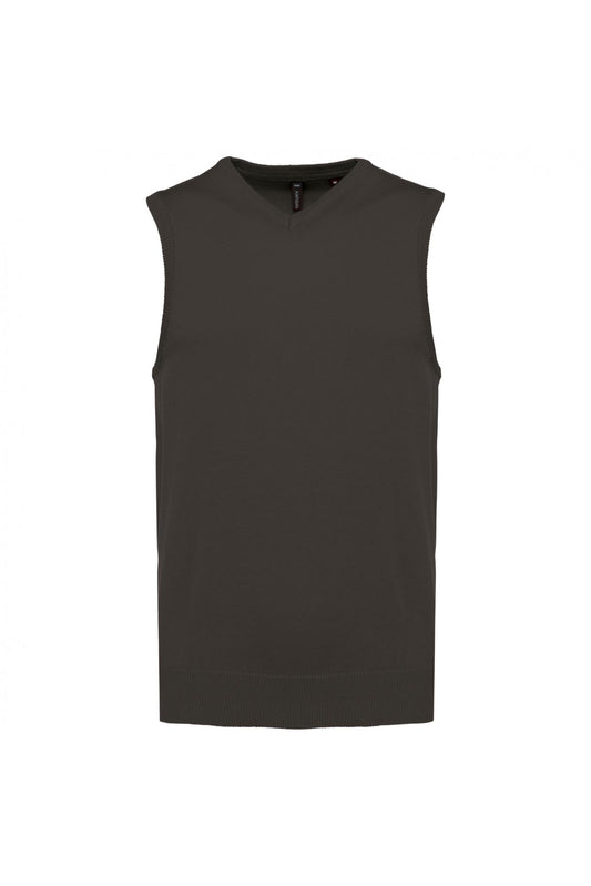 Gilet Scollo a V Antracite Maglione Smanicato Misto Cotone