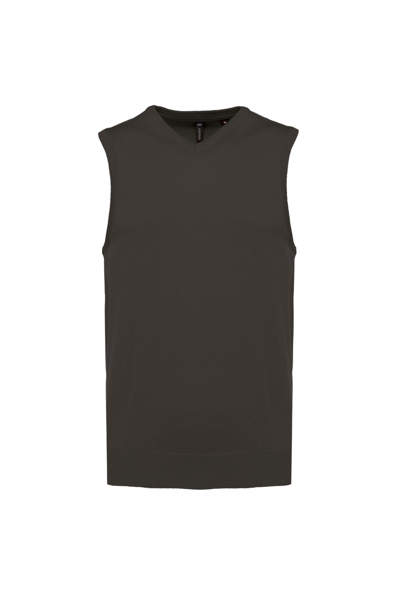 Gilet Scollo a V Antracite Maglione Smanicato Misto Cotone