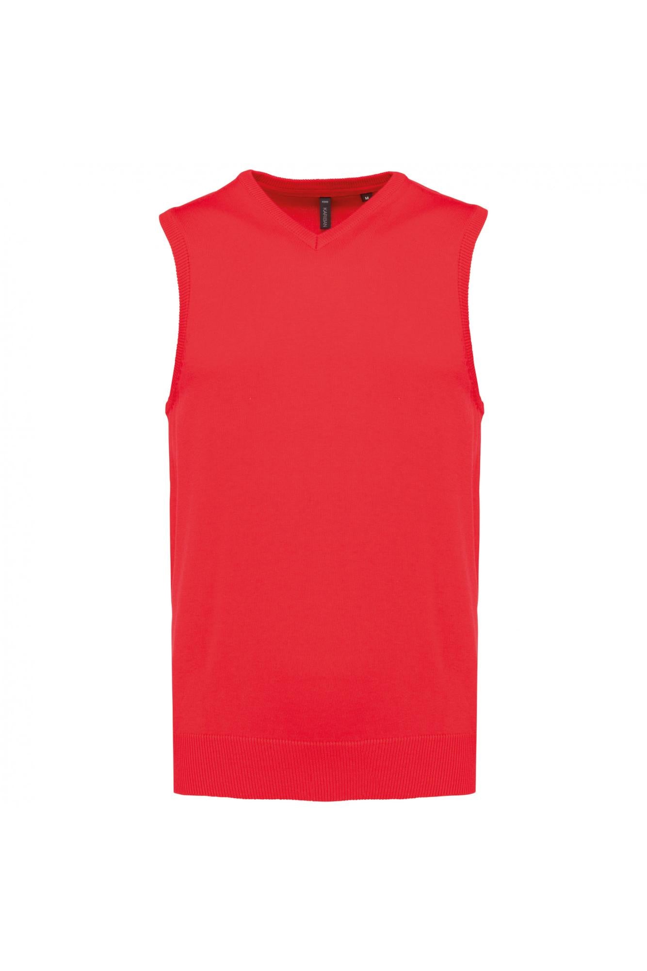 Gilet Scollo a V Rosso Maglione Smanicato Misto Cotone