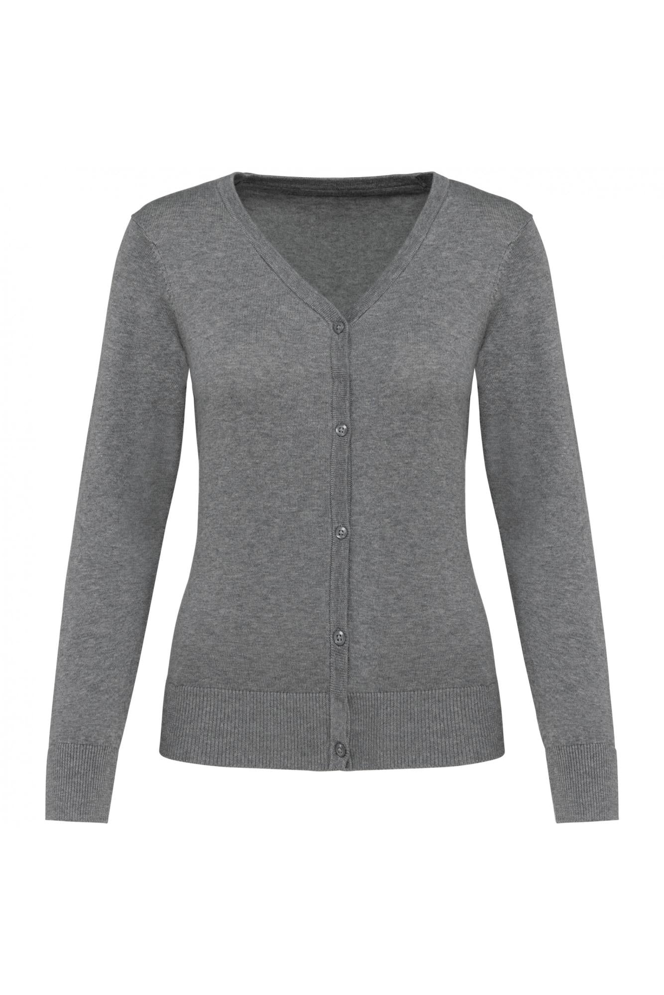 Cardigan Donna Grigio Melange Cotone Supima® Maglioncino con Bottoni Puro Cotone