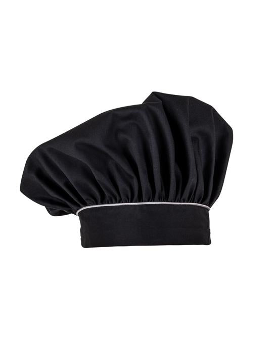 Cappello Cuoco Nero con Profilo Grigio
