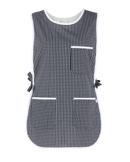 Poncho Zefiro Nero Quadro Scamiciato Donna da Lavoro Pulizie Asilo Mensa