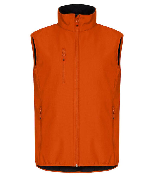 Gilet Softshell Arancio Clique Basic Smanicato Antivento Zip Intera