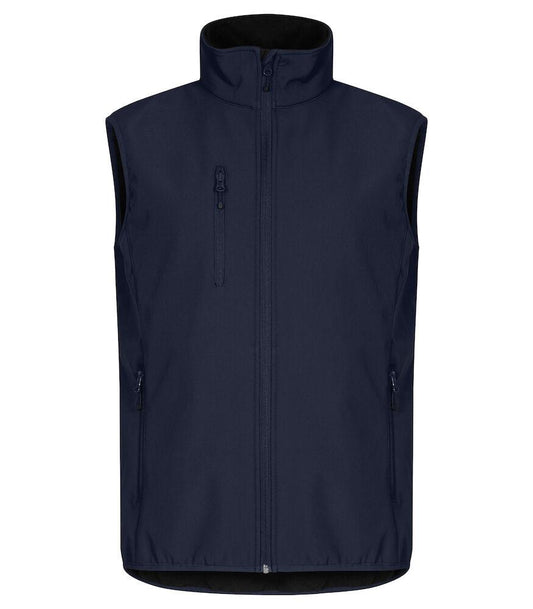 Gilet Softshell Blu Clique Basic Smanicato Antivento Zip Intera