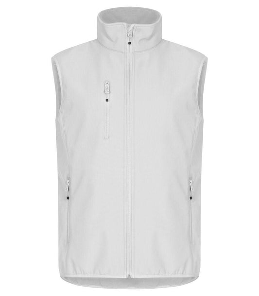 Gilet Softshell Bianco Clique Basic Smanicato Antivento Zip Intera