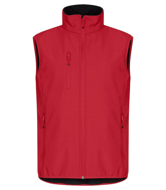 Gilet Softshell Rosso Clique Basic Smanicato Antivento Zip Intera