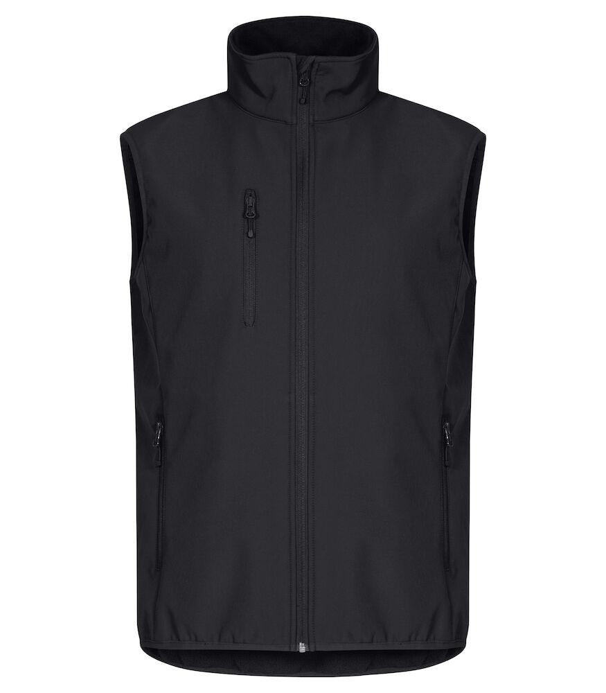 Gilet Softshell Nero Clique Basic Smanicato Antivento Zip Intera