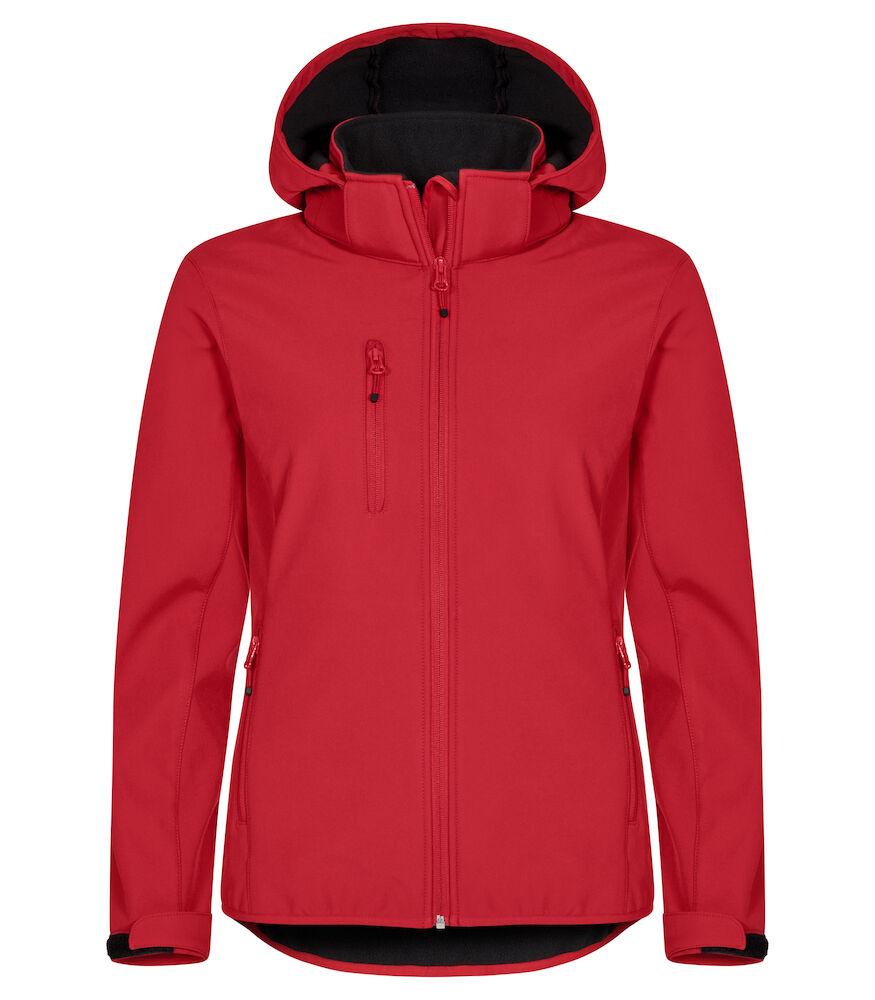 Classic Softshell Donna Rosso Triplo Strato con Cappuccio Taglie Forti