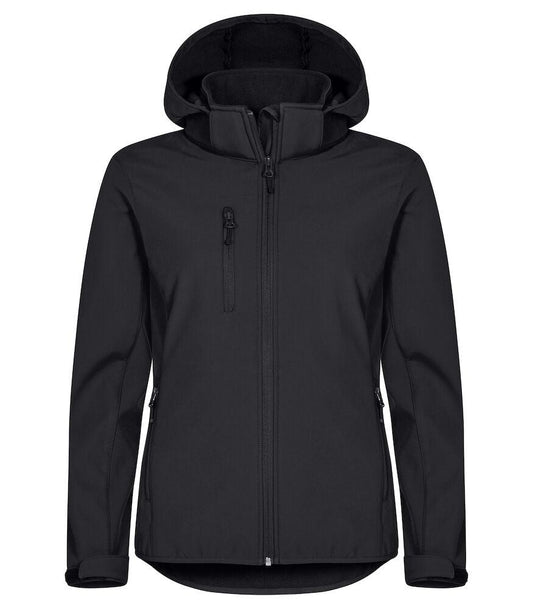 Classic Softshell Donna Nero Triplo Strato con Cappuccio Taglie Forti