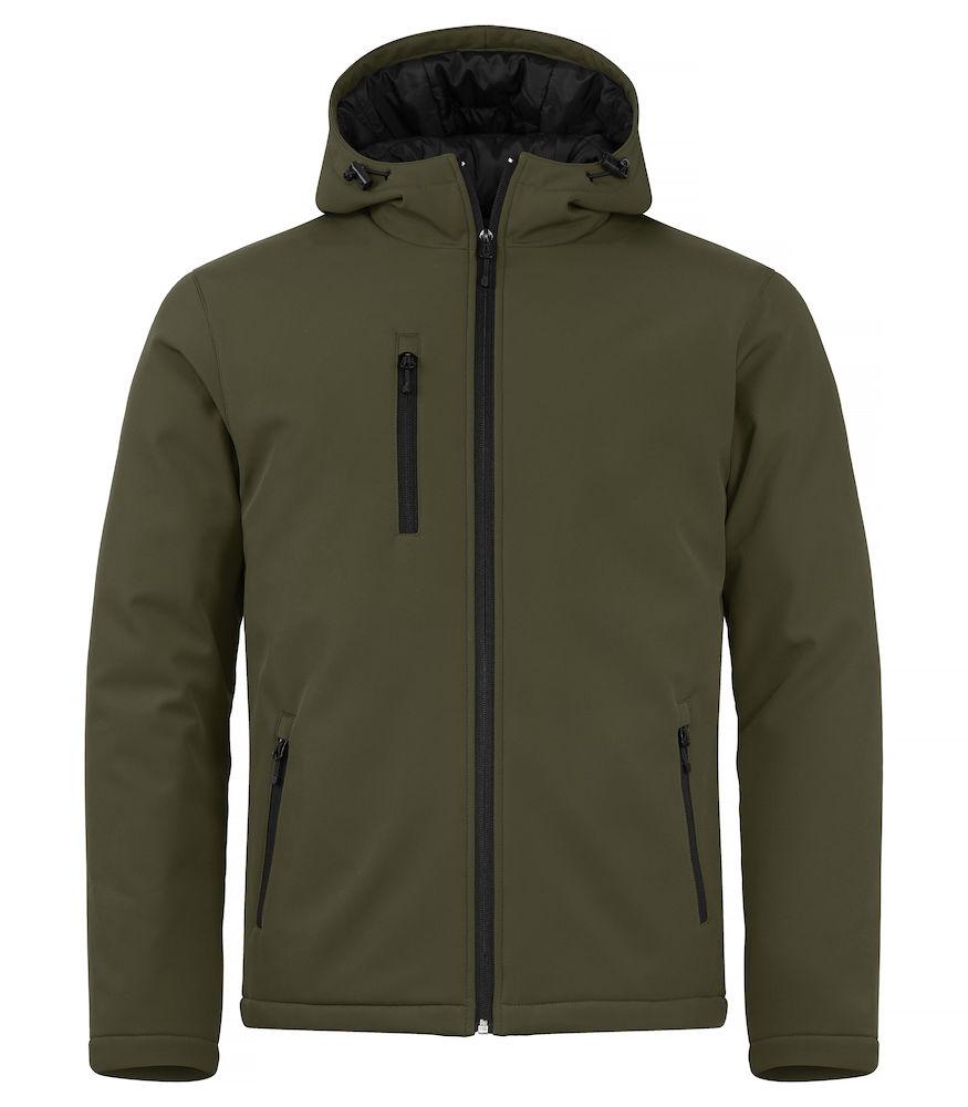 Softshell Verde Militare Giubbino Imbottito da Lavoro con Cappuccio Tempo Libero Impermeabile Traspirante