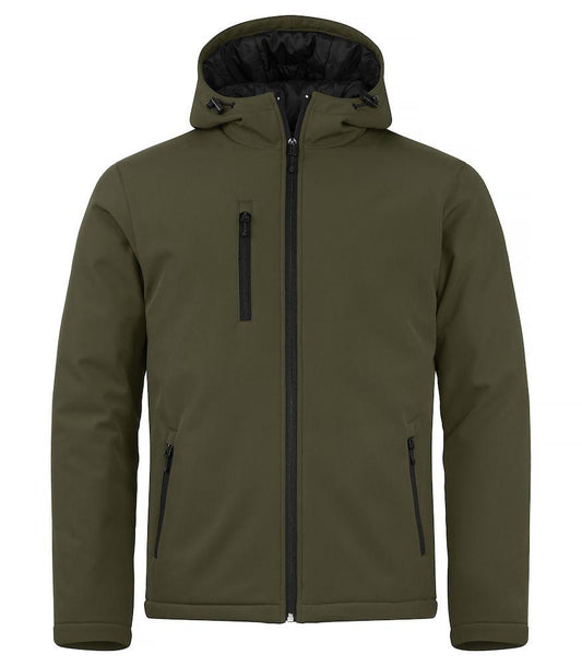 Softshell Verde Militare Giubbino Imbottito da Lavoro con Cappuccio Tempo Libero Impermeabile Traspirante