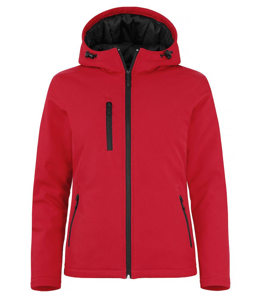 Softshell Rosso Giubbino Donna Imbottito da Lavoro con Cappuccio Tempo Libero Impermeabile Traspirante