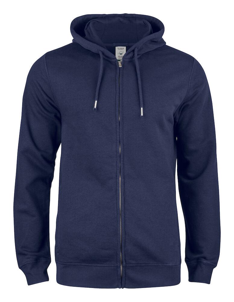 Felpa Clique Zip Cappuccio Blu Felpa Uomo Cotone Organico Ecosostenibile Taglie Forti