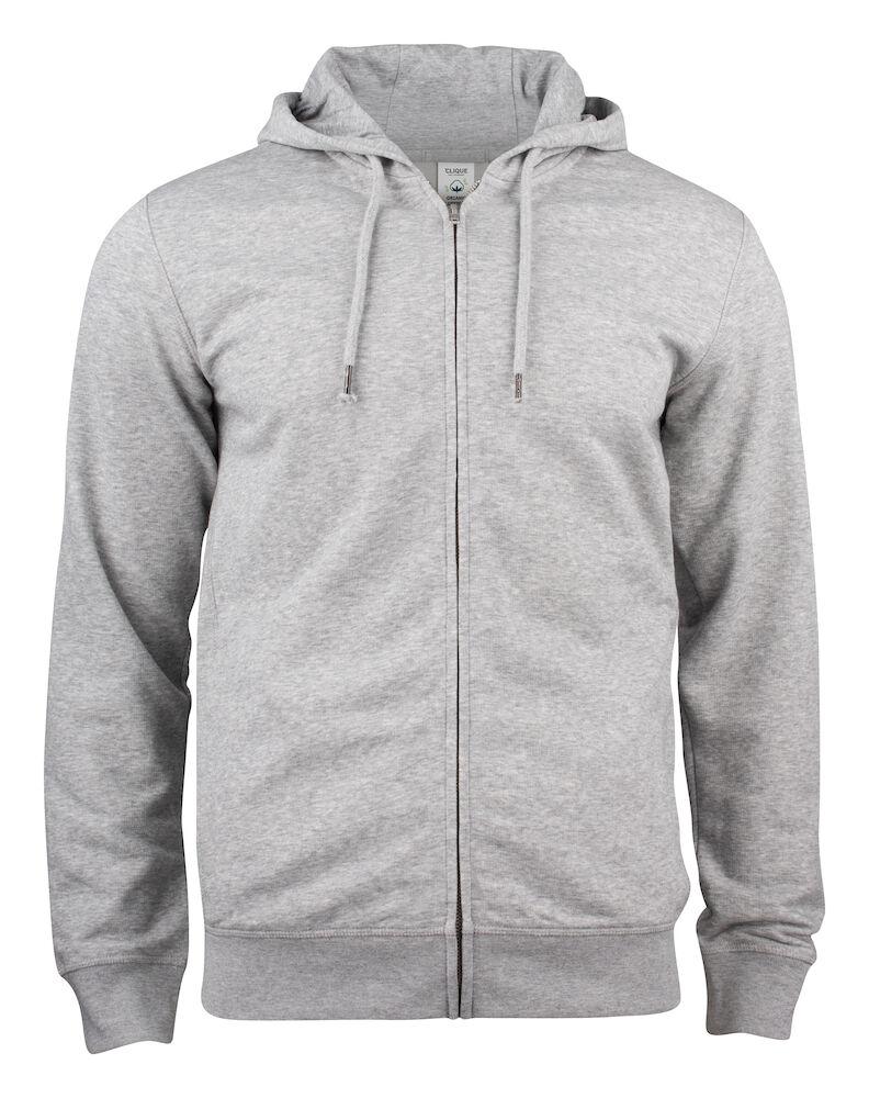 Felpa Clique Zip Cappuccio Grigio Melange Felpa Uomo Cotone Organico Ecosostenibile Taglie Forti