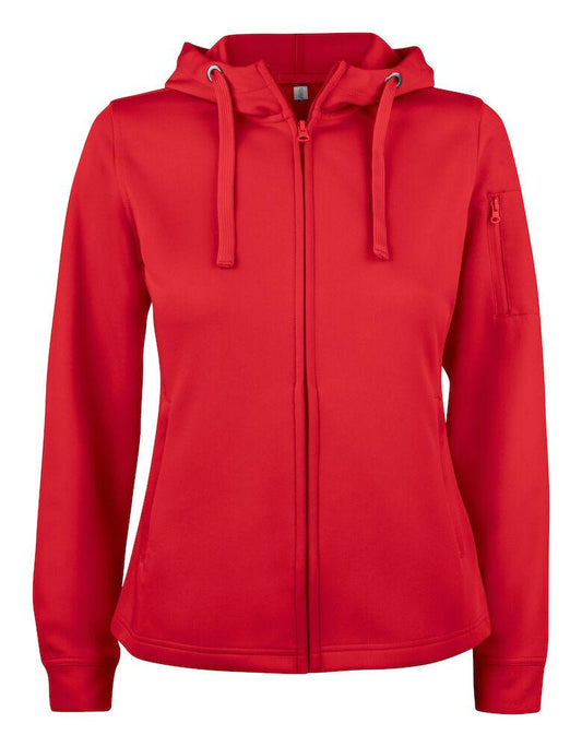 Felpa Tecnica Rosso Felpa Donna Zip Cappuccio Sportiva con Tasche