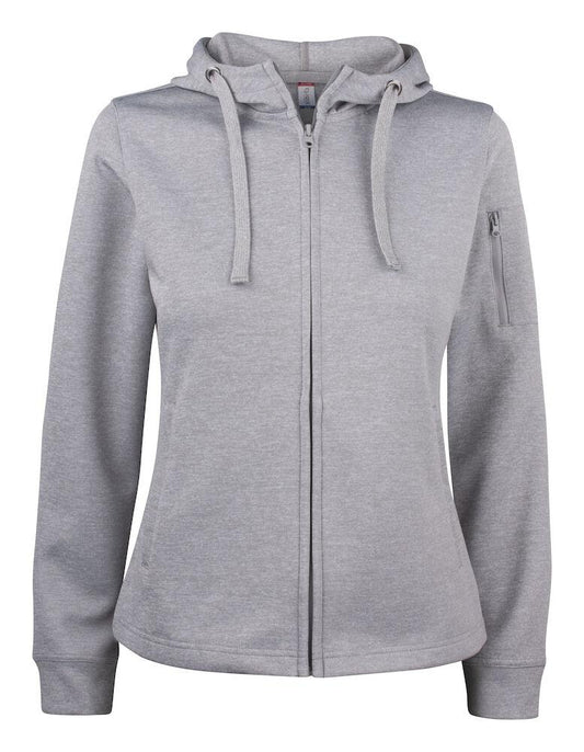 Felpa Tecnica Grigio Melange Felpa Donna Zip Cappuccio Sportiva con Tasche