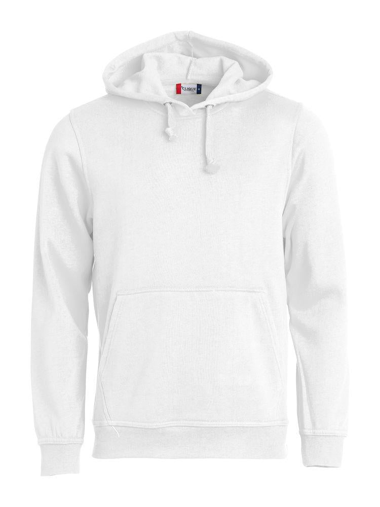 Felpa Clique Basic Bianco con Cappuccio Tascone a Marsupio