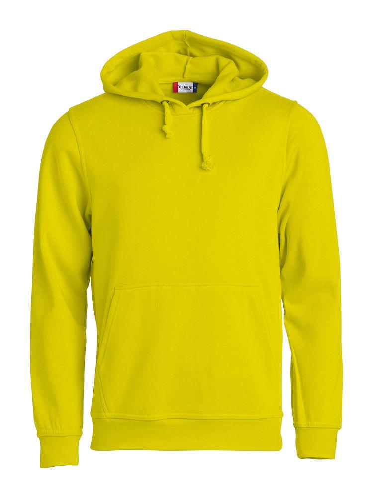 Felpa Clique Basic Giallo Fluo con Cappuccio Tascone a Marsupio