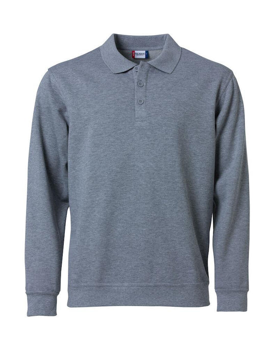 Felpa Basic Polo Grigio Melange Felpa con Colletto