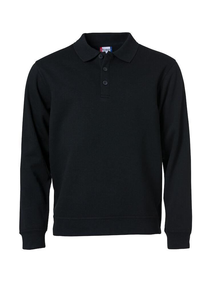 Felpa Basic Polo Nero Felpa con Colletto