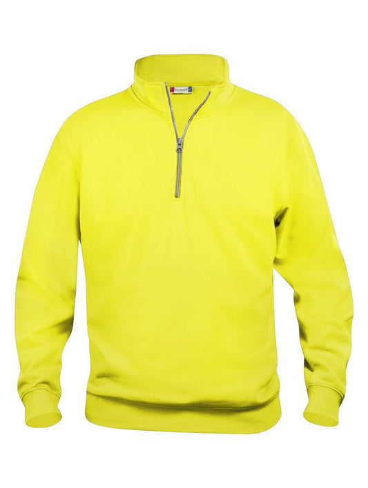 Felpa Basic Mezza Zip Giallo Fluo Felpa Unisex con Cerniera