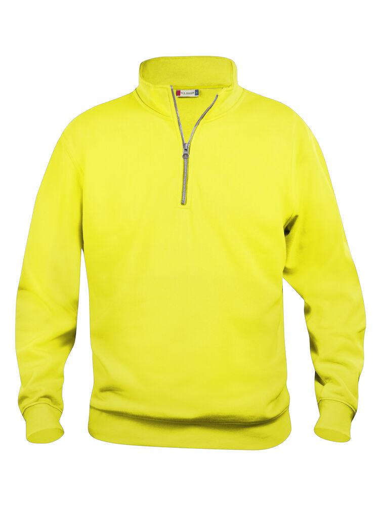 Felpa Basic Mezza Zip Giallo Fluo Felpa Unisex con Cerniera