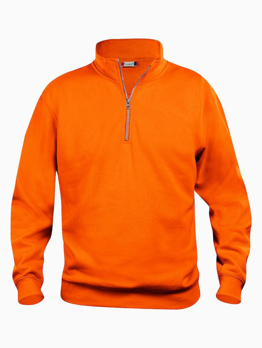 Felpa Basic Mezza Zip Arancio Fluo Felpa Unisex con Cerniera