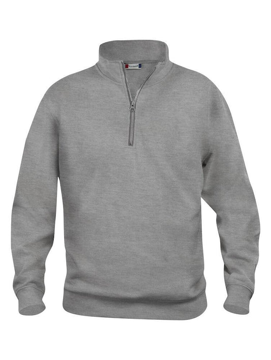 Felpa Basic Mezza Zip Grigio Melange Felpa Unisex con Cerniera