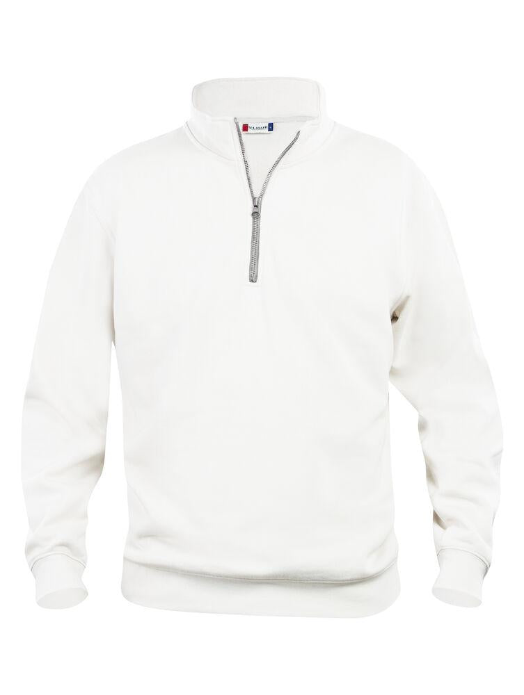 Felpa Basic Mezza Zip Bianco Felpa Unisex con Cerniera Taglie Forti