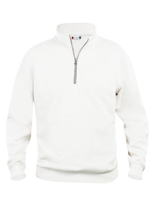 Felpa Basic Mezza Zip Bianco Felpa Unisex con Cerniera Taglie Forti