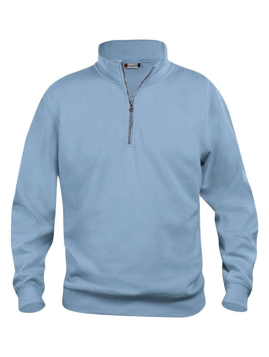 Felpa Basic Mezza Zip Azzurro Felpa Unisex con Cerniera Taglie Forti