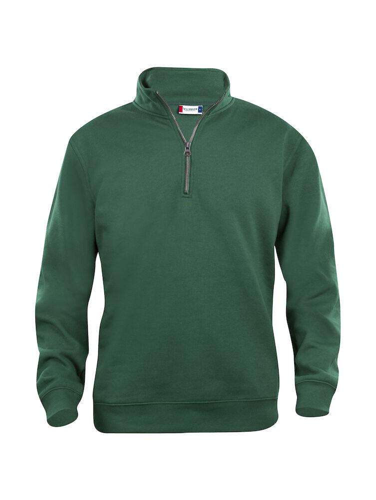 Felpa Basic Mezza Zip Verde Scuro Felpa Unisex con Cerniera Taglie Forti