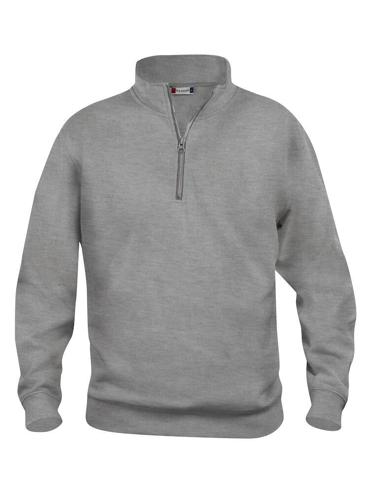 Felpa Basic Mezza Zip Grigio Melange Felpa Unisex con Cerniera Taglie Forti