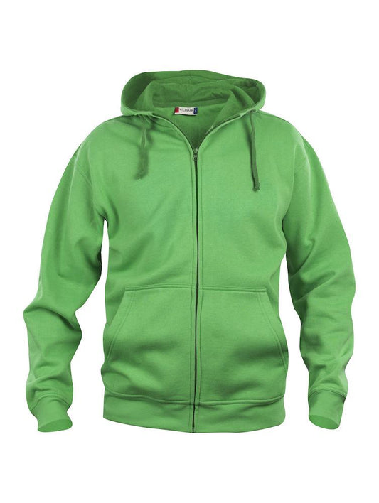 Felpa Clique Basic verde Acido Zip/Cappuccio Uomo 280 grammi