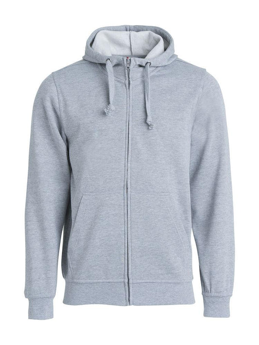 Felpa Clique Basic Grigio Melange Zip/Cappuccio Uomo 280 grammi Taglie Forti