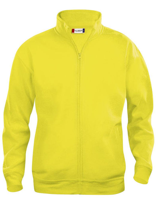 Felpa Basic Cardigan Giallo Fluo Giacca in Felpa con Zip Intera e Tasche Uomo