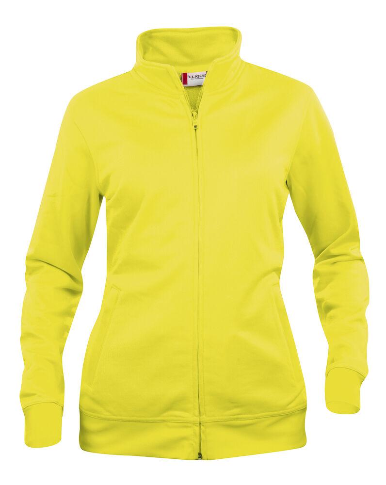 Felpa Basic Cardigan Giallo Fluo Giacca in Felpa con Zip Intera e Tasche Donna