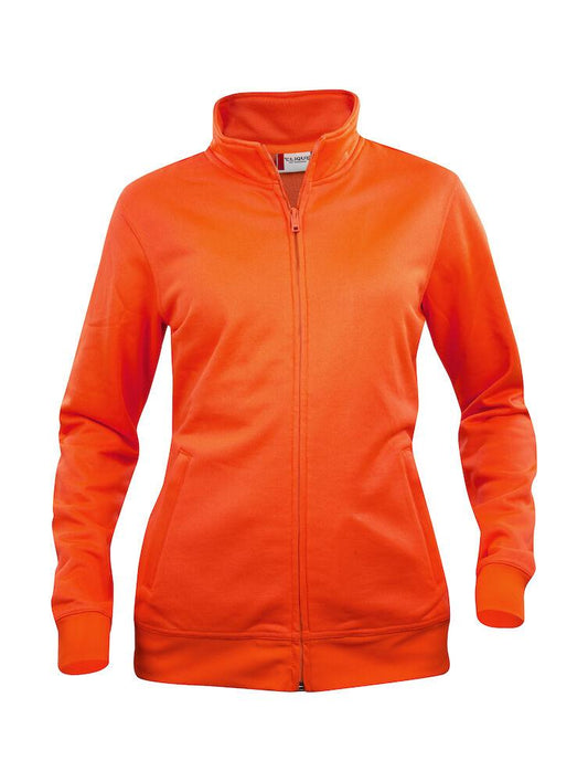 Felpa Basic Cardigan Arancio Fluo Giacca in Felpa con Zip Intera e Tasche Donna