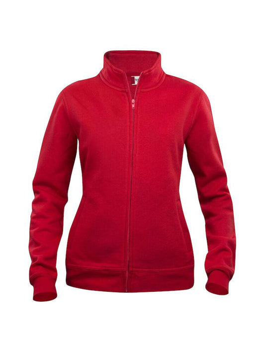 Felpa Basic Cardigan Rosso Giacca in Felpa con Zip Intera e Tasche Donna