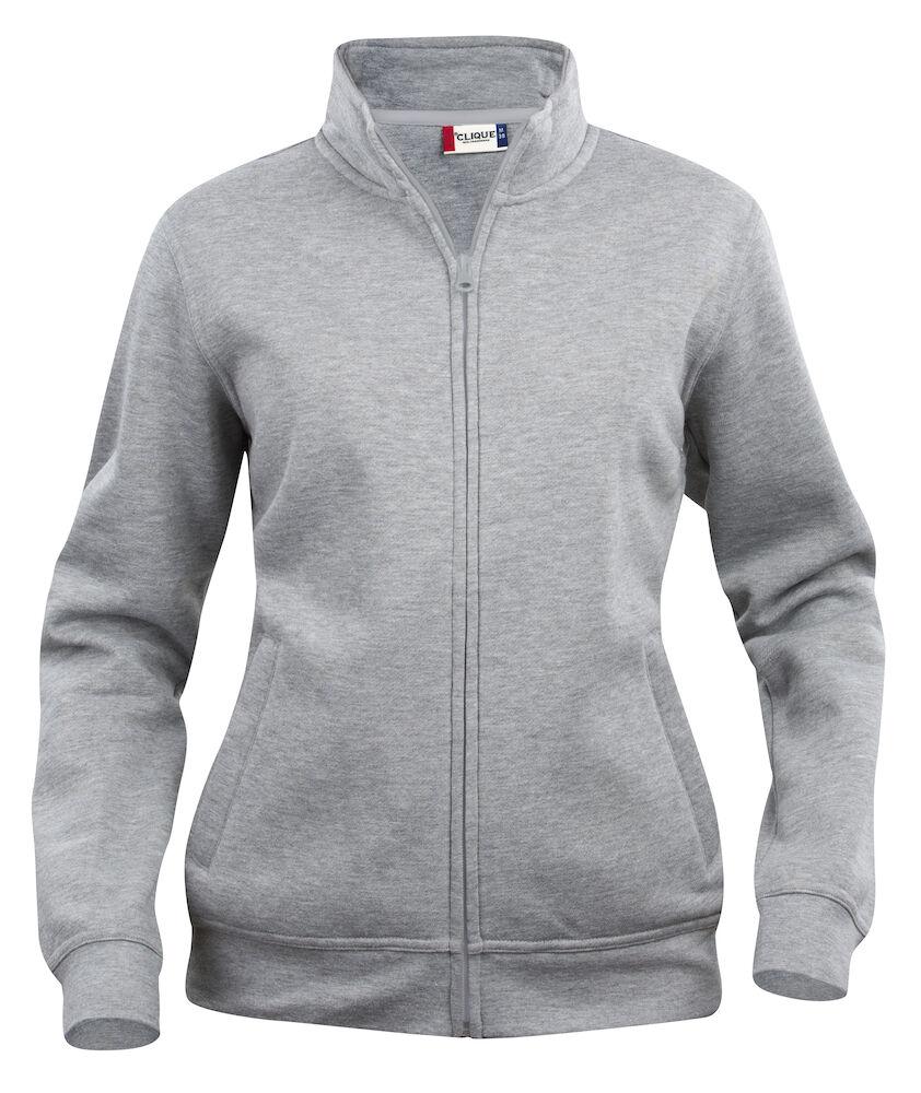 Felpa Basic Cardigan Grigio Melange Giacca in Felpa con Zip Intera e Tasche Donna