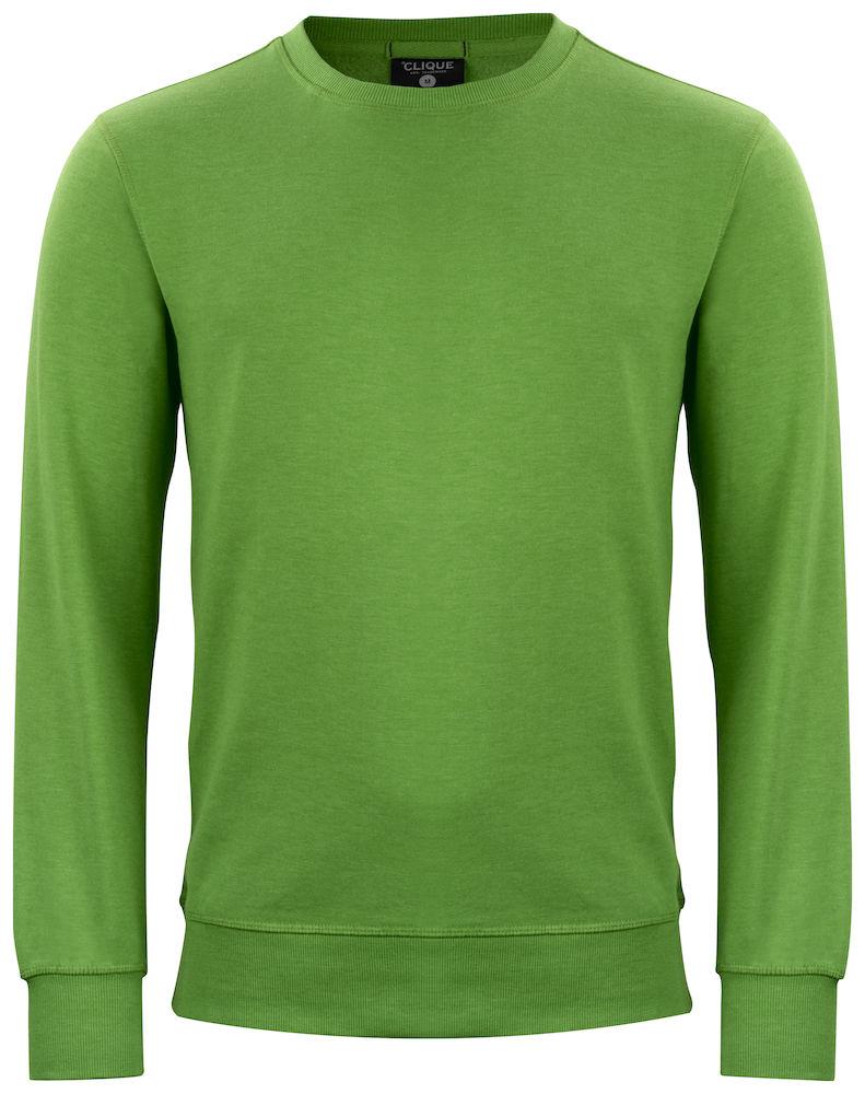 Felpa Classic Girocollo Verde Melange Felpa Alta Grammatura con Taschino Nascosto