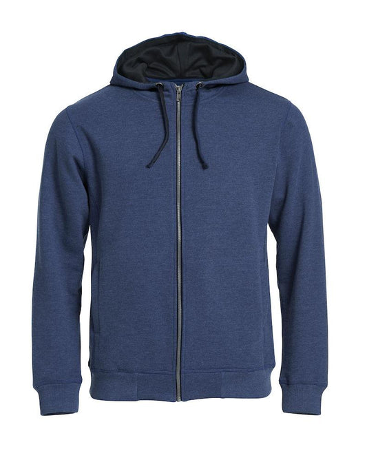 Felpa Clique Classic Blu Melange Zip/Cappuccio Uomo 300 grammi