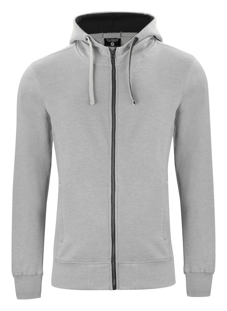 Felpa Clique Classic Grigio Melange Zip/Cappuccio Uomo 300 grammi