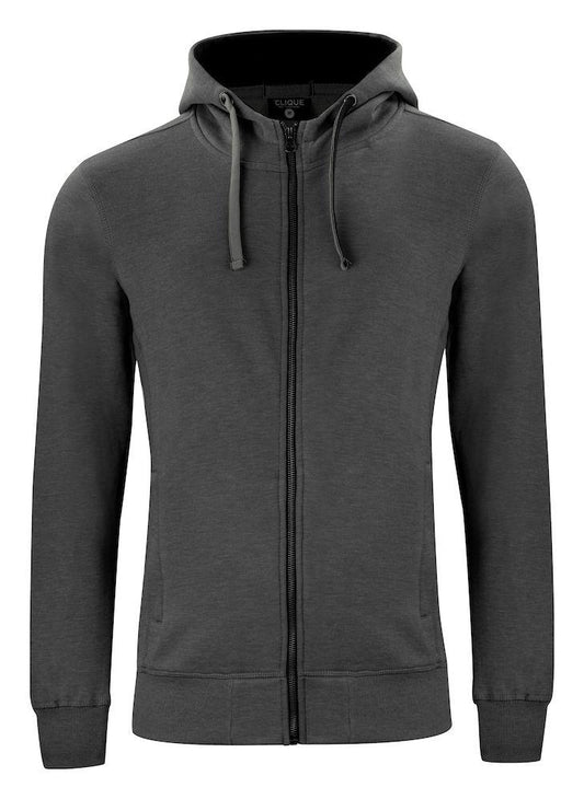 Felpa Clique Classic Antracite Melange Zip/Cappuccio Uomo 300 grammi Taglie Forti