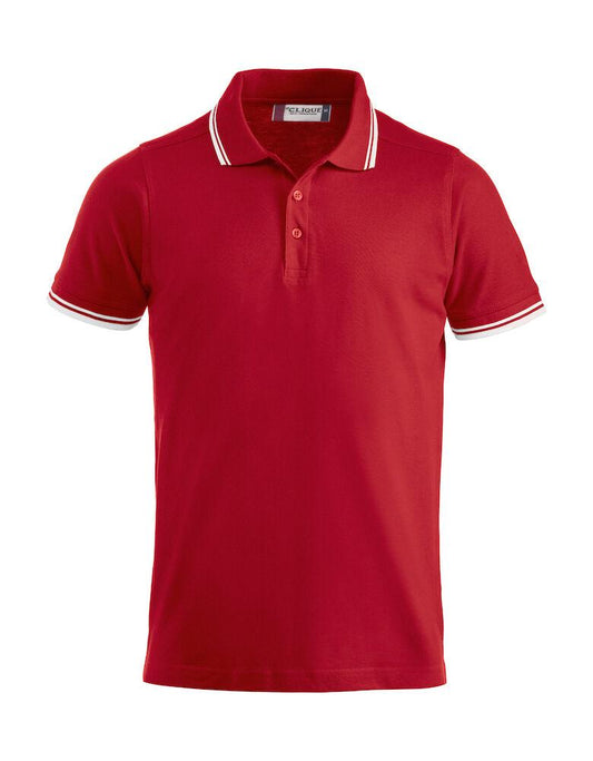 Polo Amarillo Rosso Polo Manica Corta con Profili Bianco