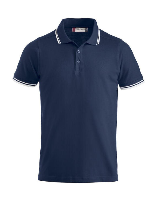 Polo Amarillo Blu Polo Manica Corta con Profili Bianco
